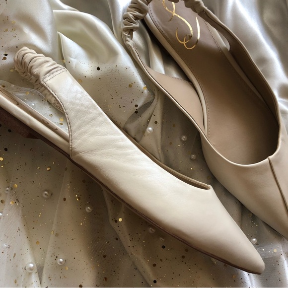 San Edelman White Pointed Toe Whitney Slingback - Picture 7 of 15